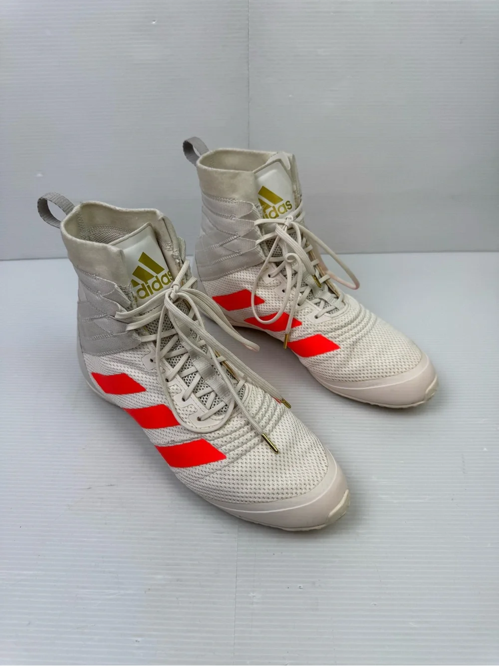 Adidas Speedex 18 Boxing Shoes Men's Sz 7.5 Off-White Solar Red FU8173 Athletic